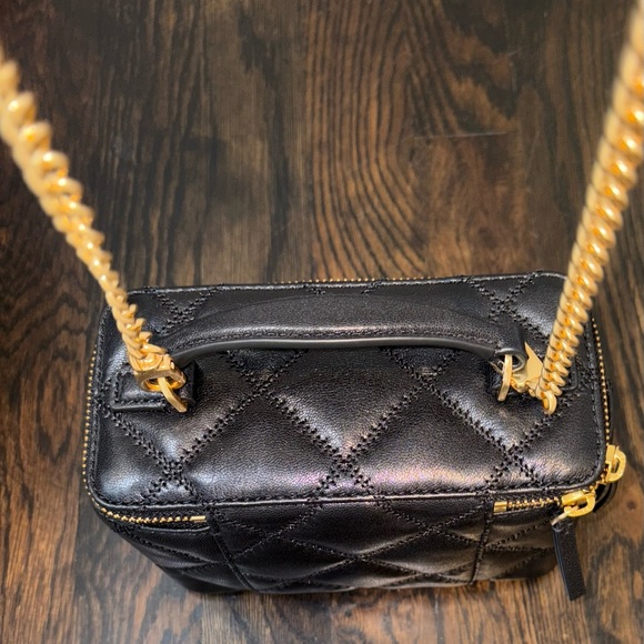 Tory Burch Willa Mini Vanity Bag Quilted Crossbody Shoulder Black Leather NWT - Picture 3 of 15